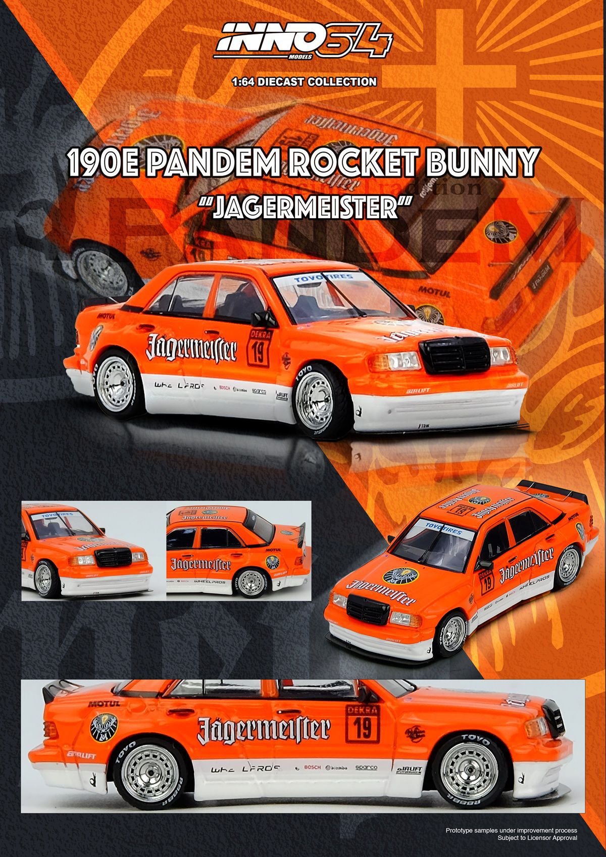 Inno64 1:64 Scale Pandem Rocket Bunny 190E Jagermeister