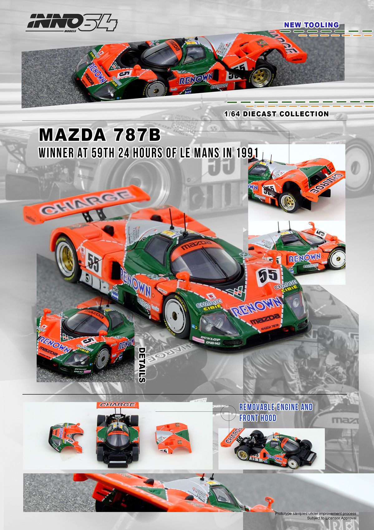 Inno64 1:64 Scale Mazda 787B Winner at 24 Hours of Le Mans 1991