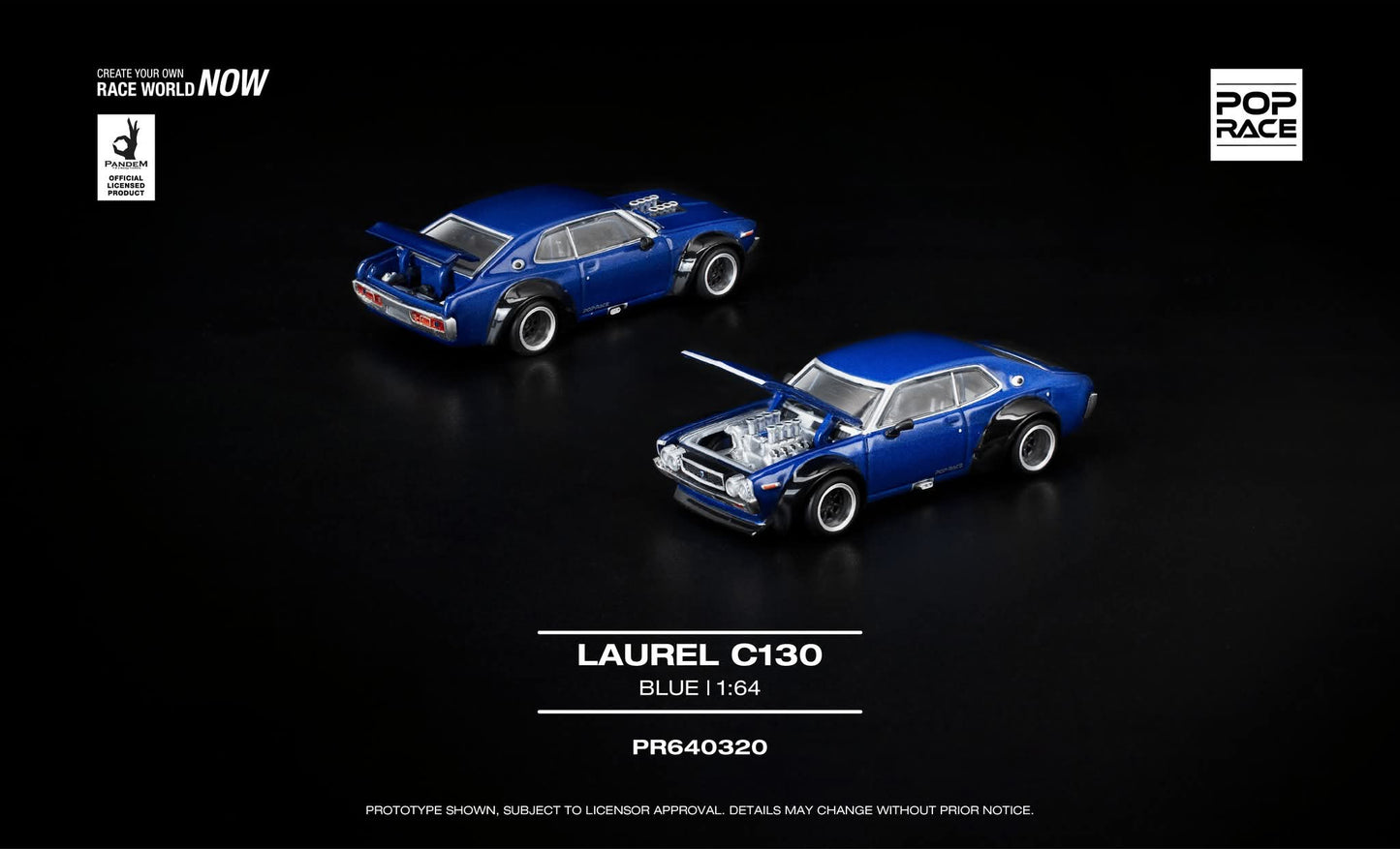 Pop Race 1:64 Scale Laurel C130 Blue
