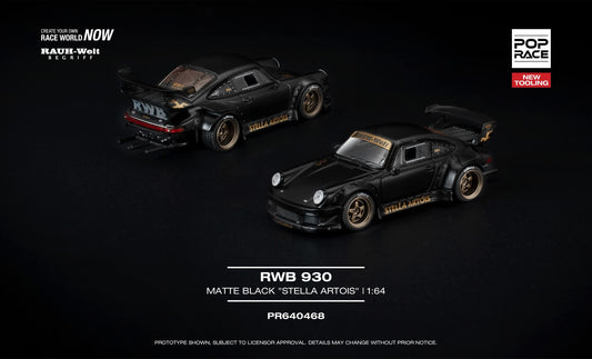 Pop Race 1:64 Scale RWB 930 Matte Black "Stella Artois"