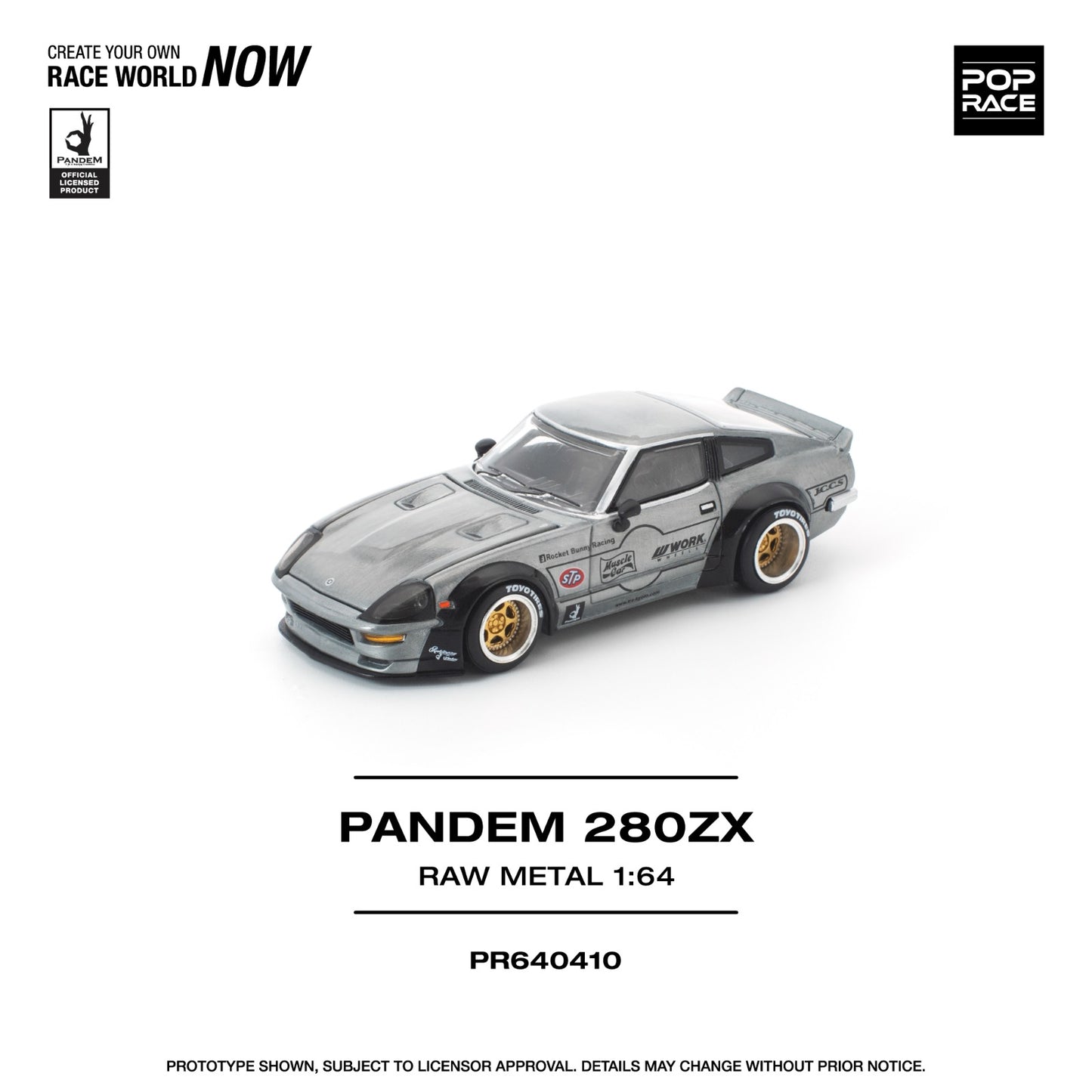Pop Race 1:64 Scale Pandem 280ZX Raw Metal