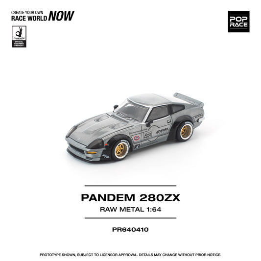 Pop Race 1:64 Scale Pandem 280ZX Raw Metal