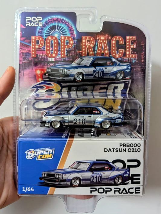 [Shipping included] Pop Race 1:64 Scale Datsun C210 2026 Las Vegas Super Con Exclusive Chrome