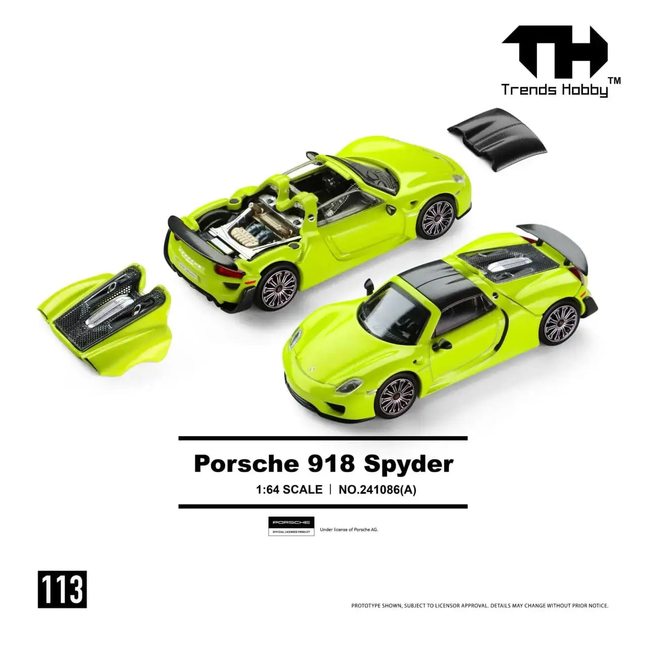 Trends Hobby 1:64 Scale Porsche 918 Spyder in Acid Green