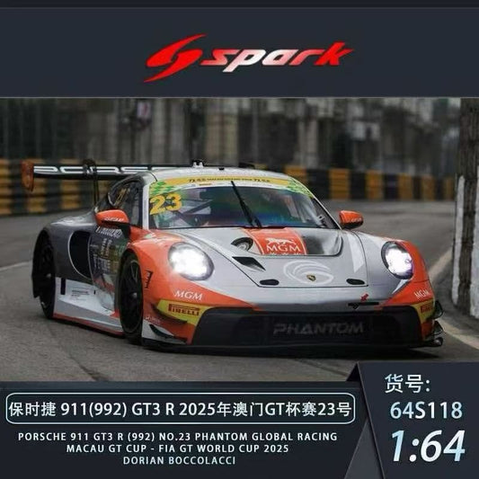 Spark 1:64 Porsche 911 GT3 R (992) No.23 Phantom Global Racing Macau GT Cup 2025