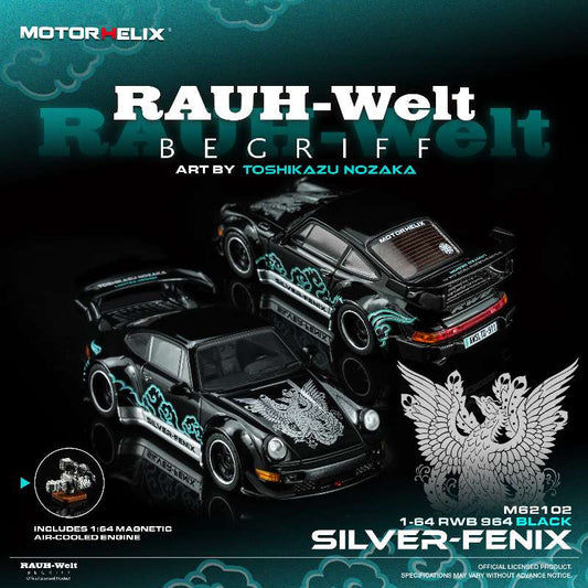MotorHelix 1:64 RWB 964 Silver-Fenix Black