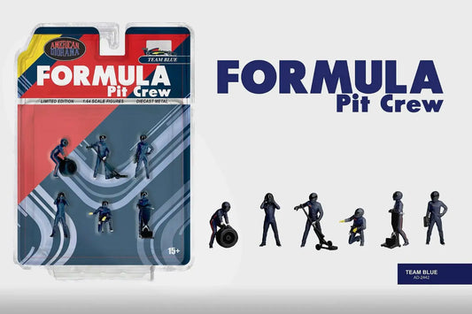 American Diorama 1:64 Formula Pit Crew Figures - Team Blue AD-2442