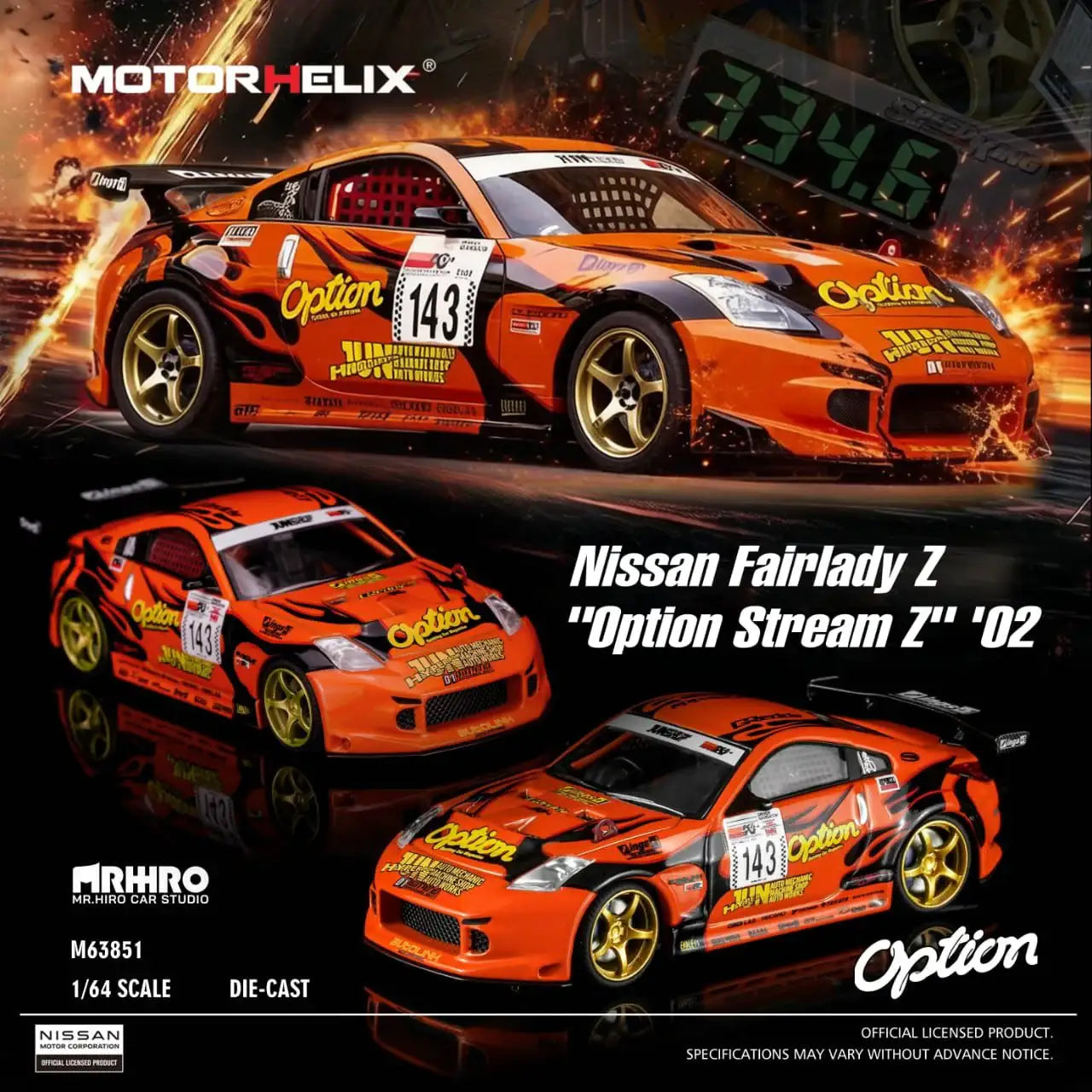 MotorHelix x Mr.Hiro x Option 1:64 Nissan Fairlady Z "Option Stream Z" '02 (Z33)