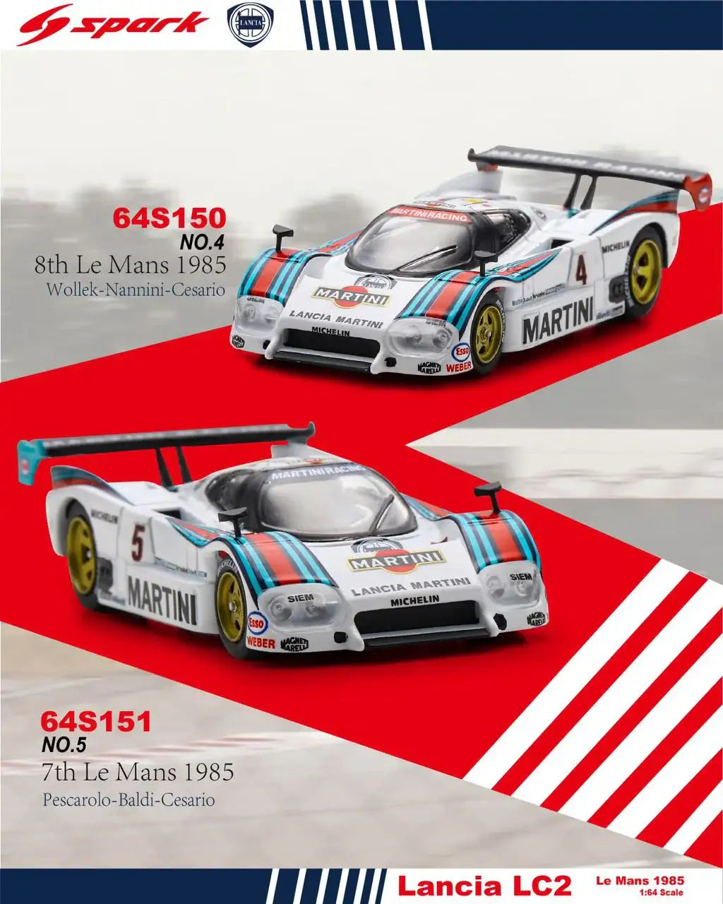 Spark 1/64 Lancia LC2 Le Mans 1985 (64S150 / 64S151)