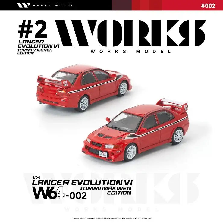 Works W640002 Mitsubishi Lancer Evolution VI Tommi Mäkinen Edition Red-Works Model-1:64-Mobile Garage HK