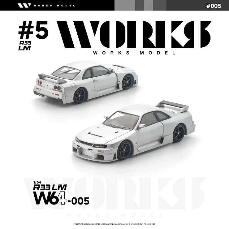 Works W640005 Nissan Skyline GT-R R33 LM Silver-Works Model-1:64-Mobile Garage HK