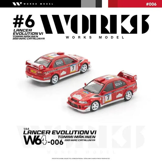 Works W640006 Mitsubishi Lancer Evolution VI Tommi Mäkinen 2001 WRC Catalunya-Works Model-1:64-Mobile Garage HK