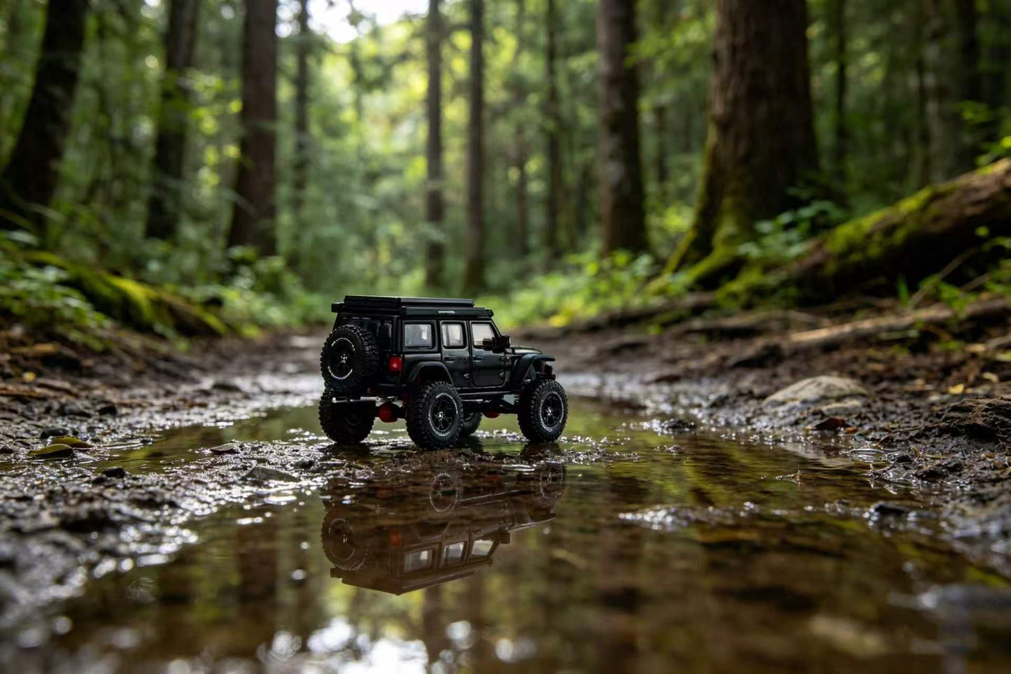 GCD 1:64 Jeep Wrangler Rubicon Off-Road Modified Edition Black #649-GCD-1:64-Mobile Garage HK