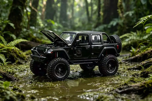 GCD 1:64 Jeep Wrangler Rubicon Off-Road Modified Edition Black #649-GCD-1:64-Mobile Garage HK