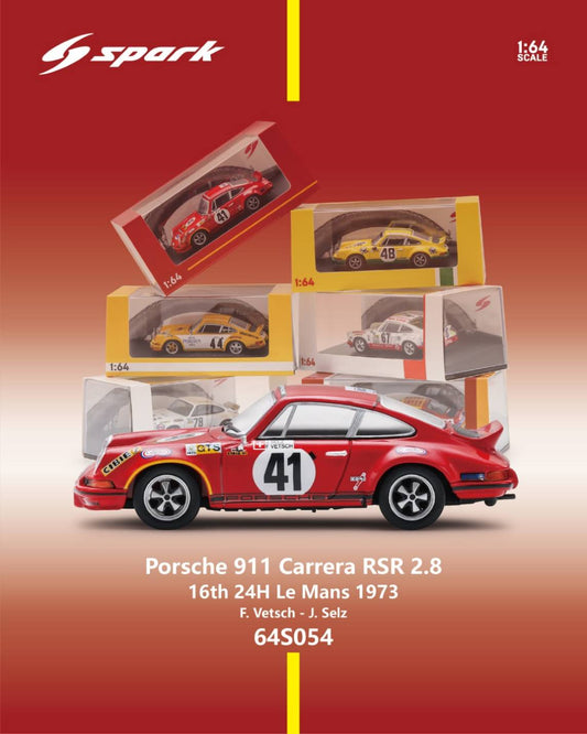 Spark 64S054 Porsche 911 Carrera RSR 2.8 #41 16th 24H Le Mans 1973 F. Vetsch - J. Selz