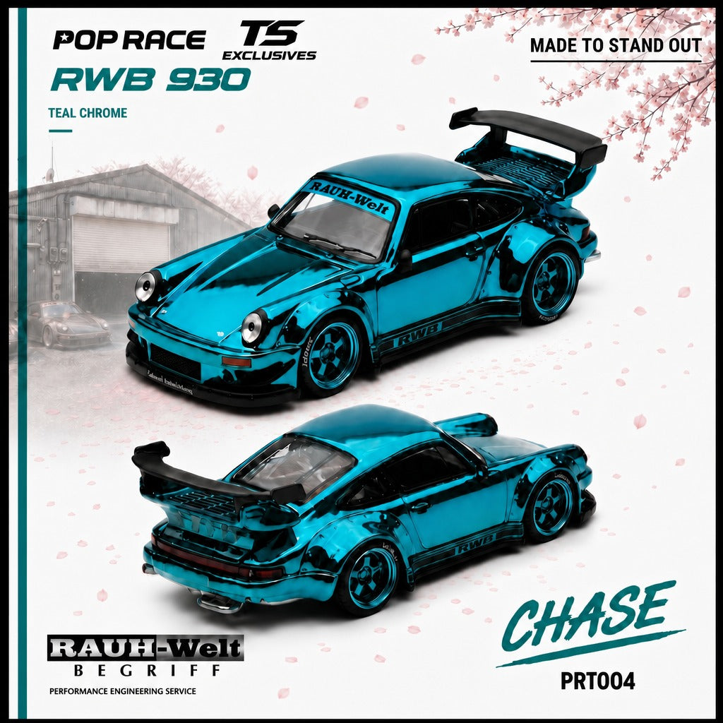 Pop Race PRT004 RWB 930 Teal Chrome TS Exclusives-Pop Race-1:64-Mobile Garage HK