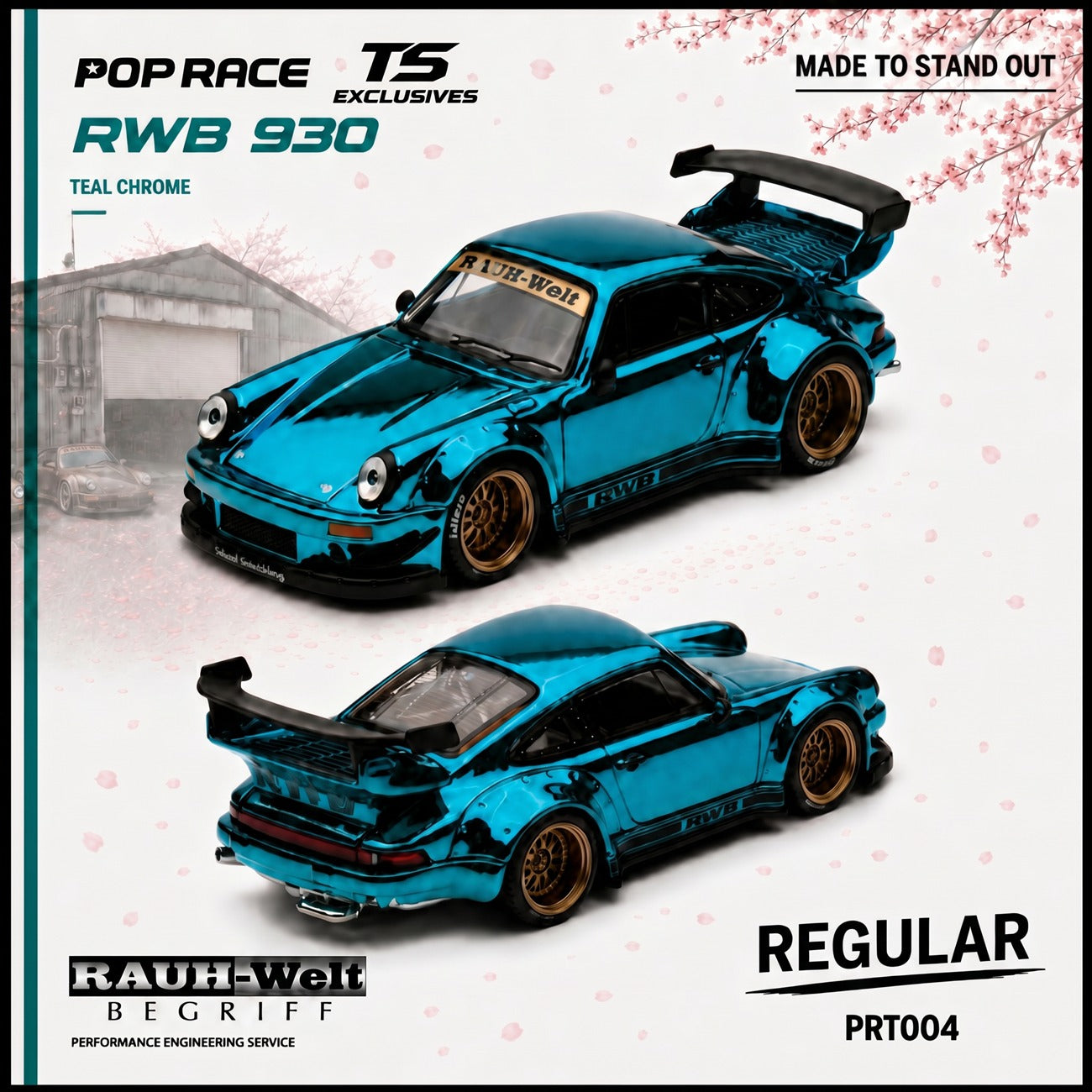 Pop Race PRT004 RWB 930 Teal Chrome TS Exclusives-Pop Race-1:64-Mobile Garage HK