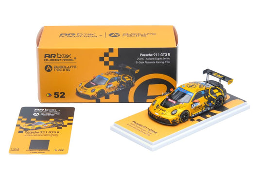 AR Box Almost Real 1:64 Porsche 992 GT3 R B-Quik Metallic Yellow Livery #26 (640005001)