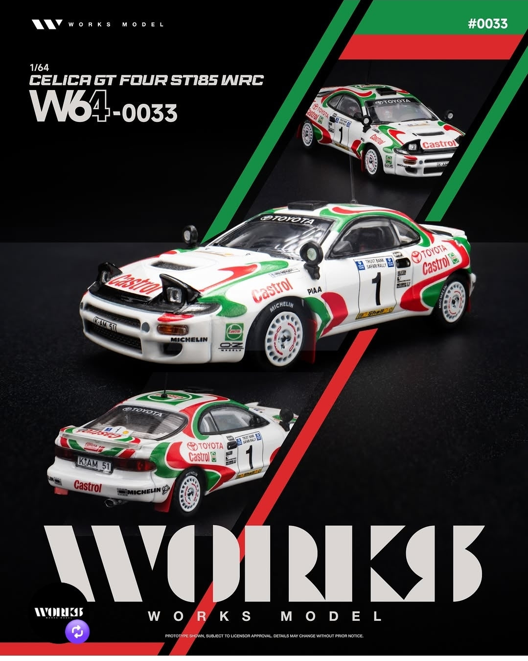 Works W64-0033 Toyota Celica GT Four ST185 WRC Castrol #1