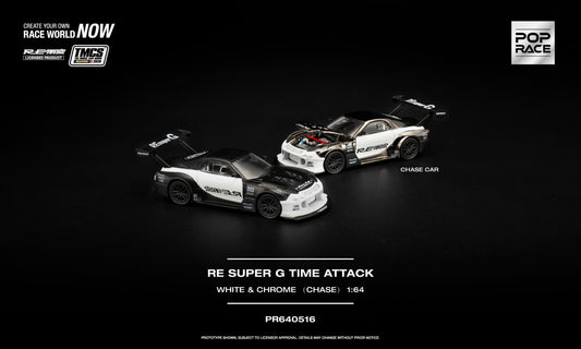 Pop Race Mazda RX-7 RE Super G Time Attack White & Chrome PR640516 (TMCS 2026 Exclusive)