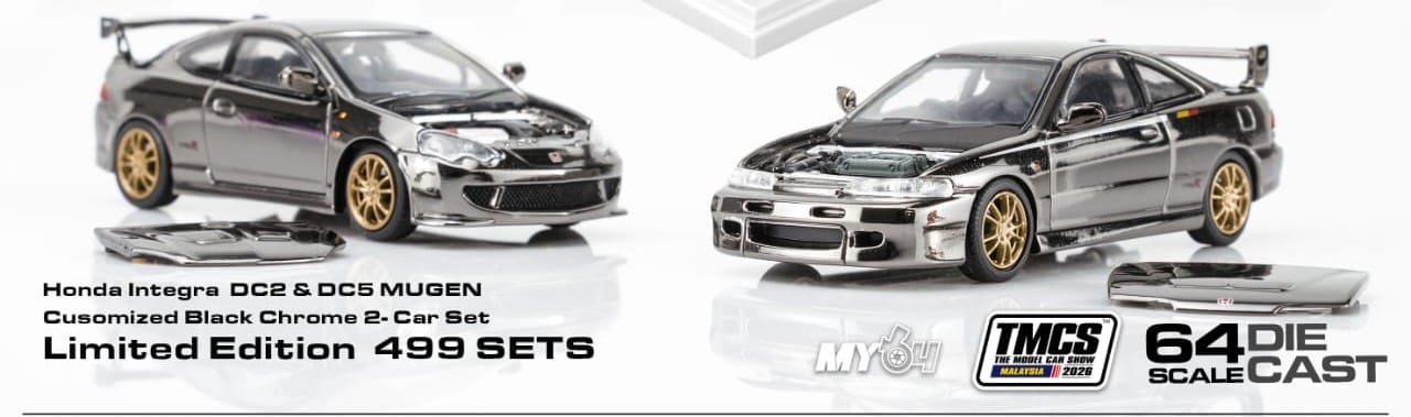MY64 Honda Integra DC2 & DC5 Mugen Black Chrome 2-Car Set TMCS 2026 Limited Edition
