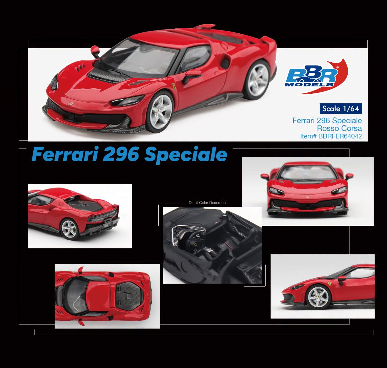 BBR Models Ferrari 296 Speciale Rosso Corsa BBRFER64042