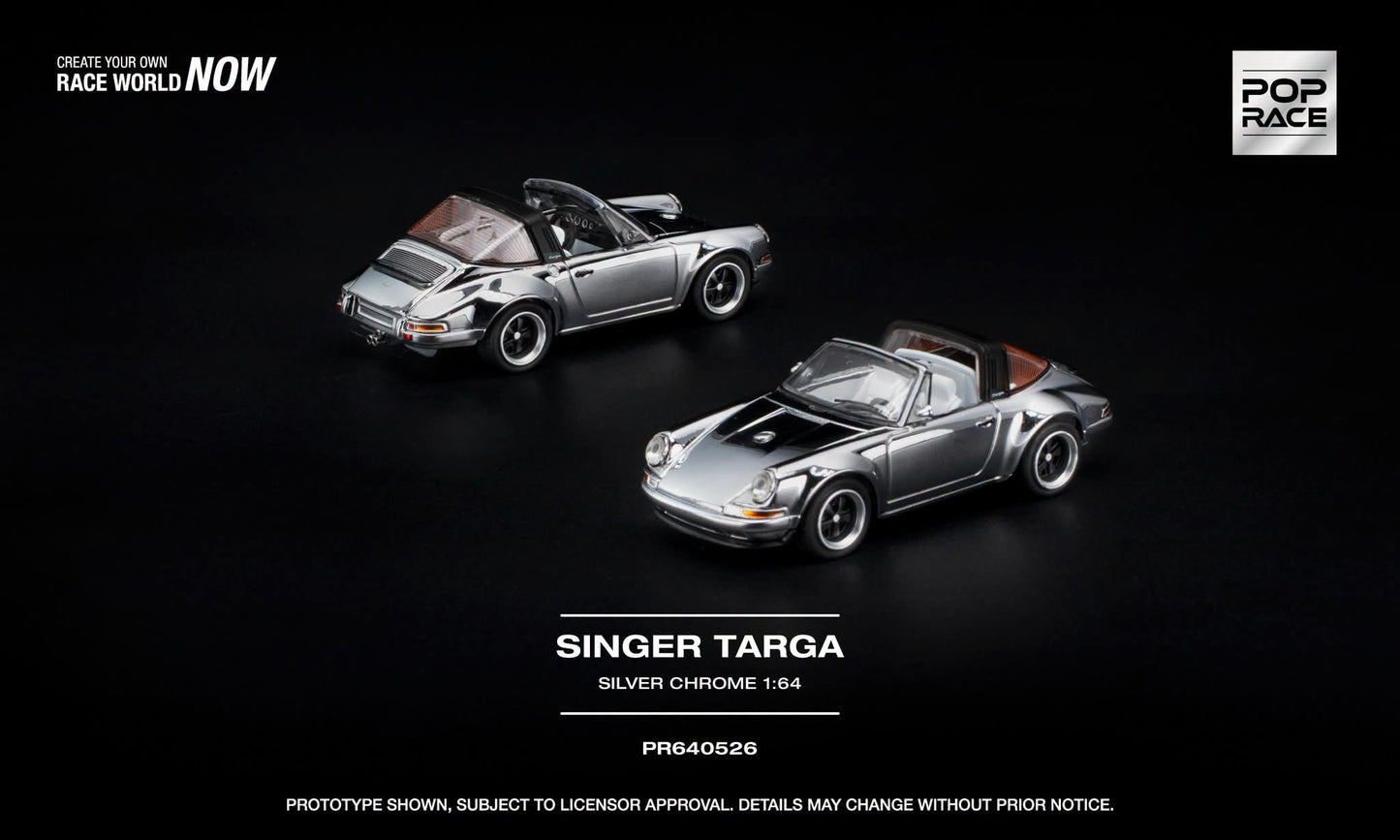 Pop Race PR640526 Singer Targa Silver Chrome 1:64
