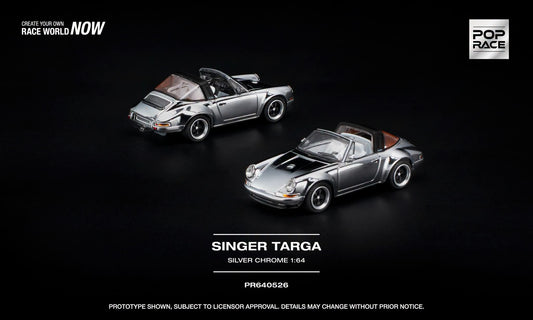 Pop Race PR640526 Singer Targa Silver Chrome 1:64