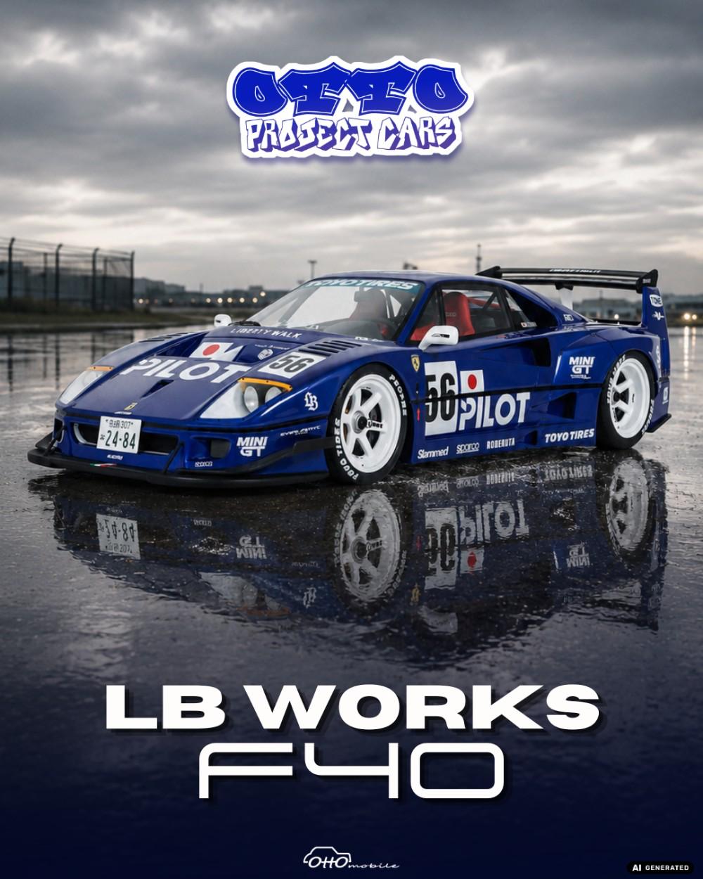 Otto Mobile OT1408 1:18 LB-WORKS Ferrari F40 Metallic Blue