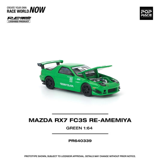 Pop Race 1:64 Scale Mazda RX7 FC3S RE-Amemiya Green