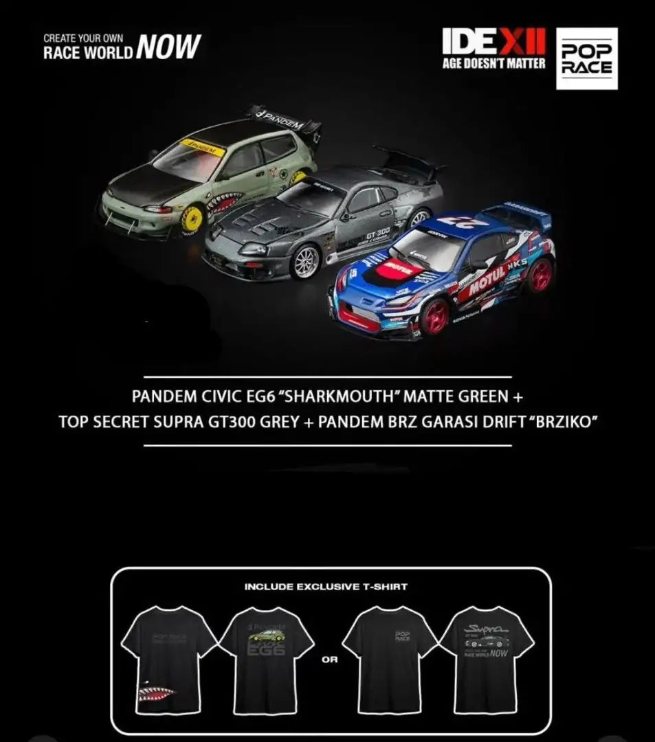 1/64 Pandem Civic EG6 & GT300 Supraセット Pop Race 1:64 IDE XII Exclusive Set EG6 GT300 Supra Pandem BRZ