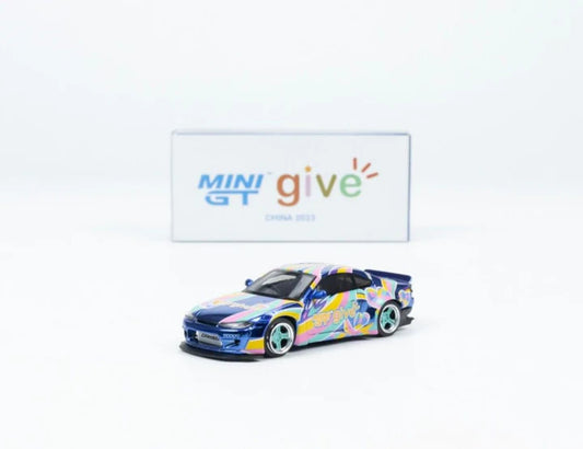 MiniGT #633 CHINA GIVE 2023 exclusive Nissan Silvia S15 Rocket Bunny Chrome Blue (#MGT00633)