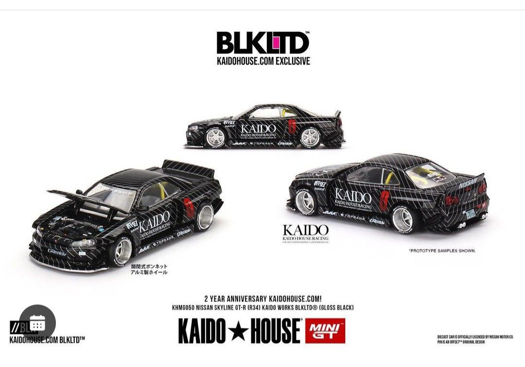 Mini GT x Kaido House MDX23 Nissan Skyline GT-R R34 BLKLTD With Pin