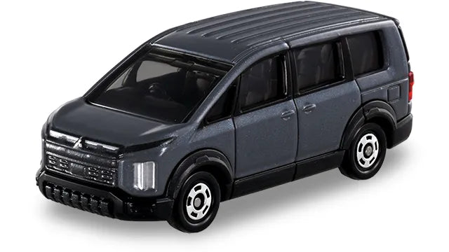 Tomica No. 58 Mitsubishi Delica D:5 dark grey model front three-quarter view