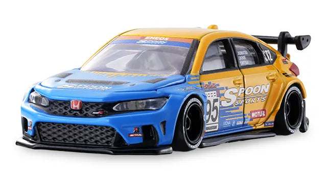Tomica Custom Works BL26 SPOON Honda Civic Type R FL5 #95 blue yellow front view