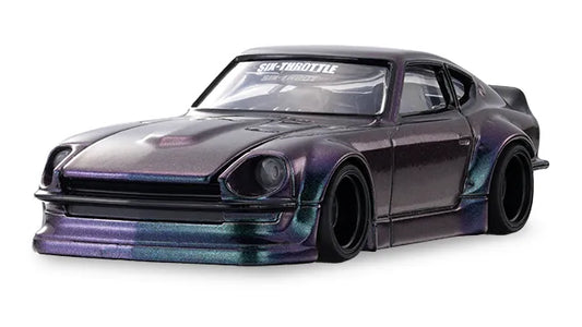 Tomica Custom Works Nissan Fairlady Z S30 Six-Throttle purple and green chameleon front view