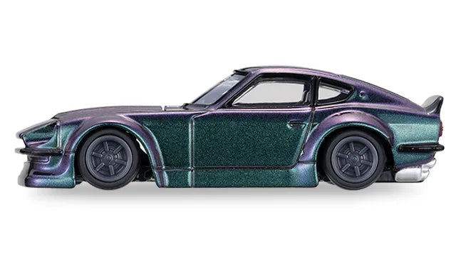 Tomica Custom Works Nissan Fairlady Z S30 purple green colour-shifting side profile