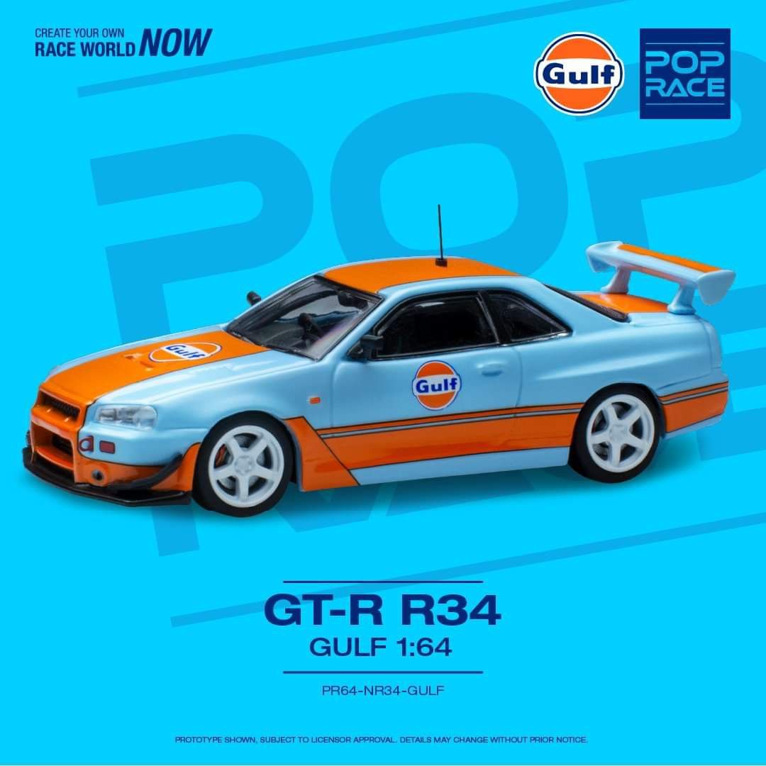 Pop Race 1:64 GT-R R34 "Gulf" Livery