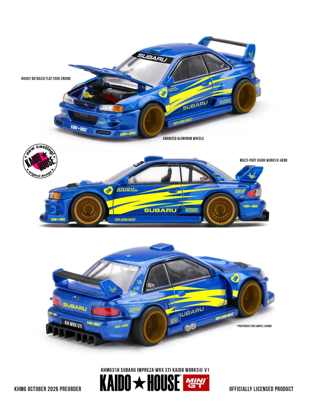 Kaido House X Mini GT #318 Subaru Impreza WRX STI KAIDO WORKS V1