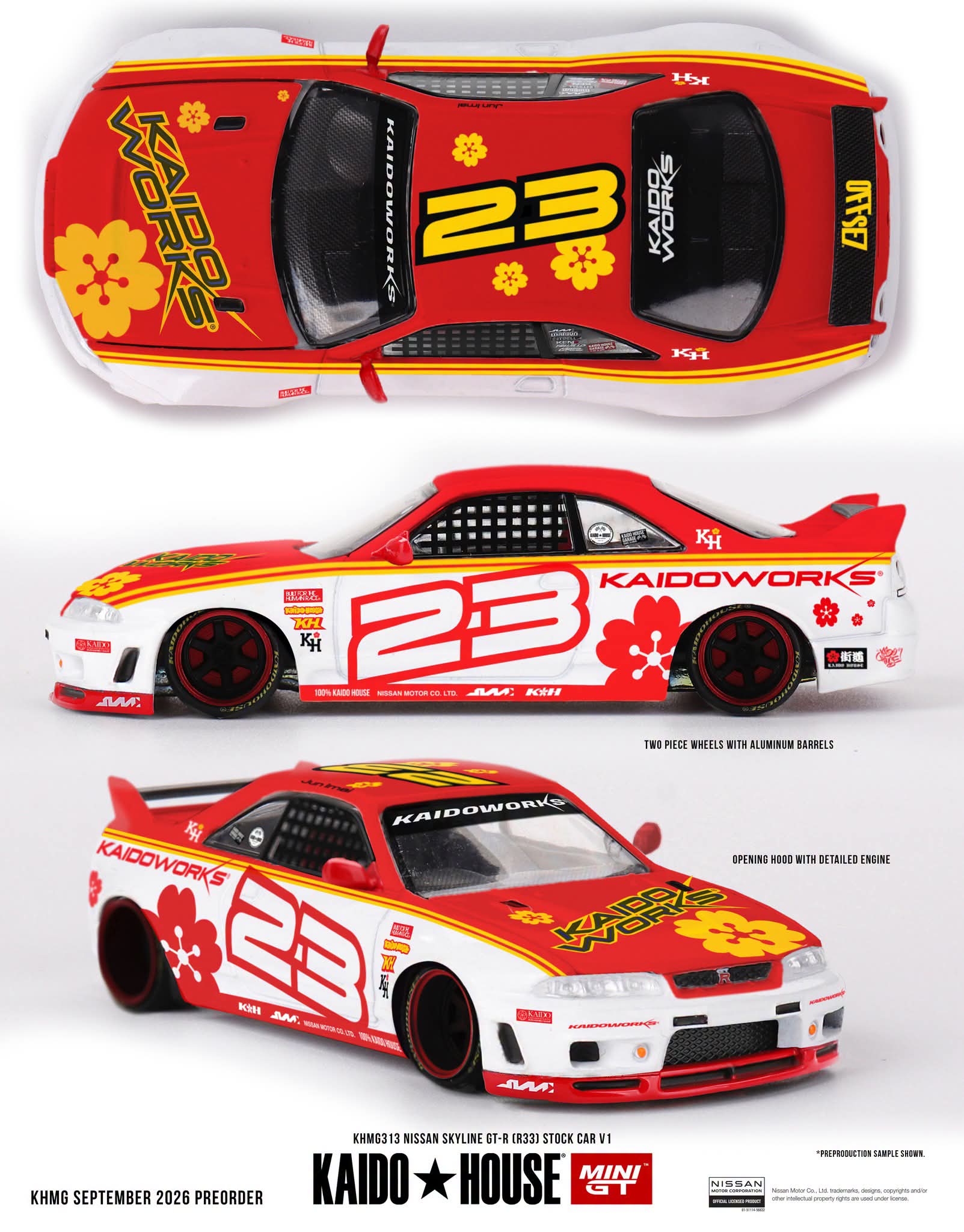 Kaido House X Mini GT #313 Nissan Skyline GT-R (R33) Kaido Stock Car V1