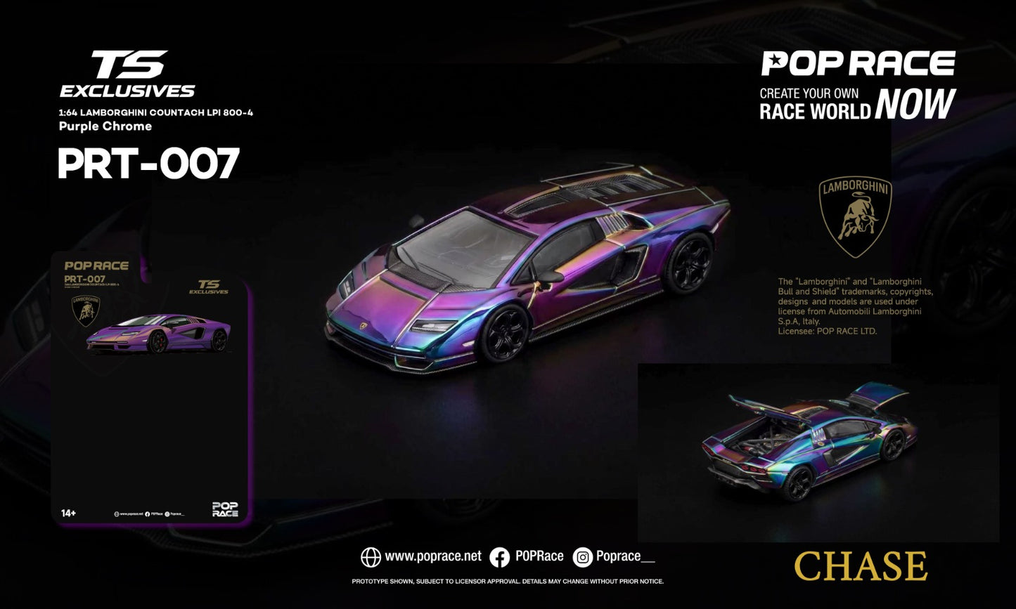 Pop Race PRT-007 Lamborghini Countach LPI 800-4 Purple Chrome (TS Exclusives)