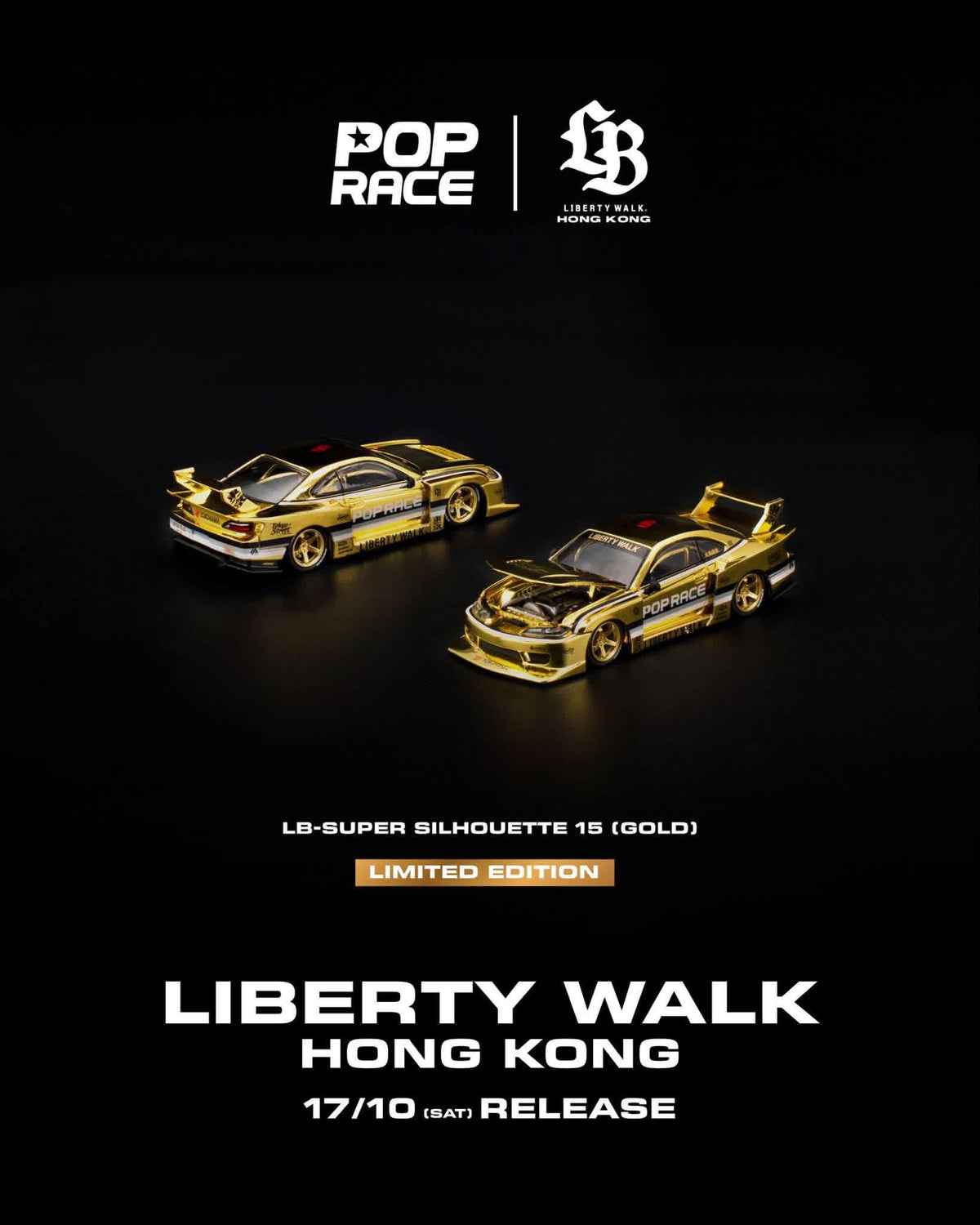 POP RACE X Liberty Walk Hong Kong Gold Limited Edition  – KUMA, LB-Super Silhouette 15 & RX7