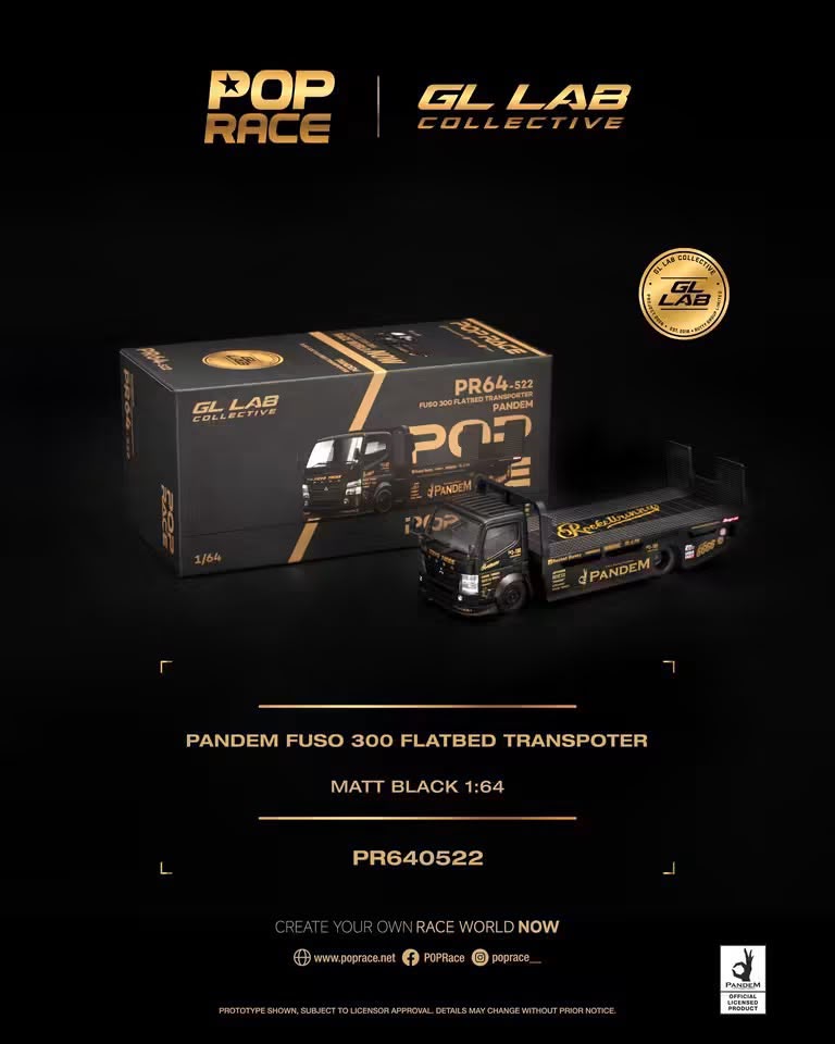 POP RACE x SGT PR640522 Pandem Fuso 300 Flatbed Transporter Matt Black GL LAB Collective