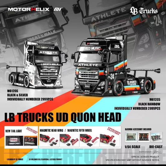 Motor Helix M61205 / M61206 LB Trucks UD Quon Head (Black Rainbow / Black & Silver) 1:64