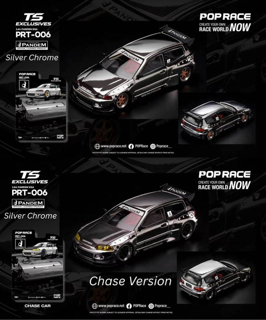 Pop Race PRT-006 Pandem EG6 Silver Chrome TS Exclusives 1:64