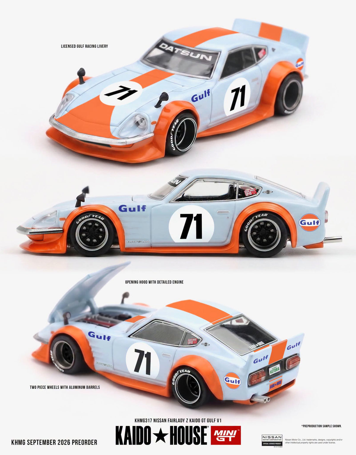 Kaido House X Mini GT #317 Nissan Fairlady Z Kaido GT Gulf V1