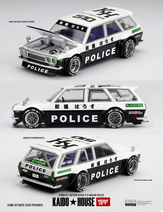 Kaido House X Mini GT #321 Datsun KAIDO 510 Wagon Police