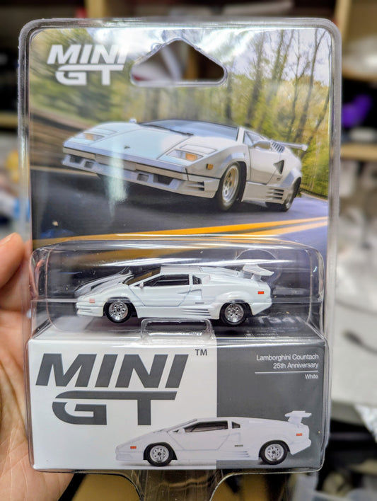 Mini GT 1:64 Scale #1134 Lamborghini Countach 25th Anniversary White Blister Package