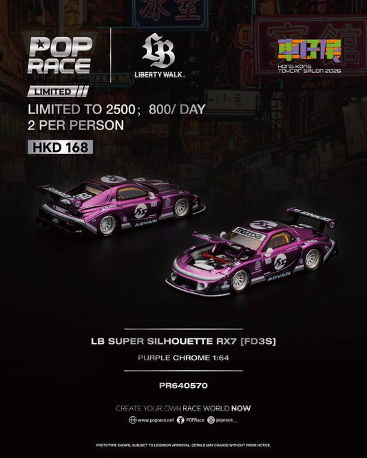 Pop Race X Hong Kong Toy Car Salon 2026 Exclusive LB Super Silhouette RX7 [FD3S] (Purple Chrome)