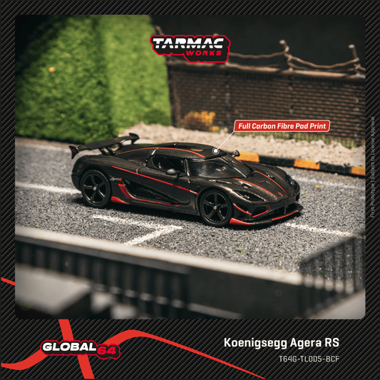Tarmac Works 1:64 Scale Koenigsegg Agera RS Black Carbon Fiber / Red Accents